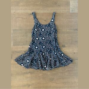 free people zip back fit flare ruffle printed mini dress